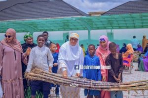 Wife of House of Reps Member, Aminu Aliyu, Criticized for ‘Empowering’ Bauchi Youths with Sugarcane Sticks